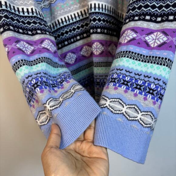 Talbots Cozy Fair Isle Crewneck Sweater size 1X Lambs Wool Preppy Warm Comfort - Picture 9 of 13